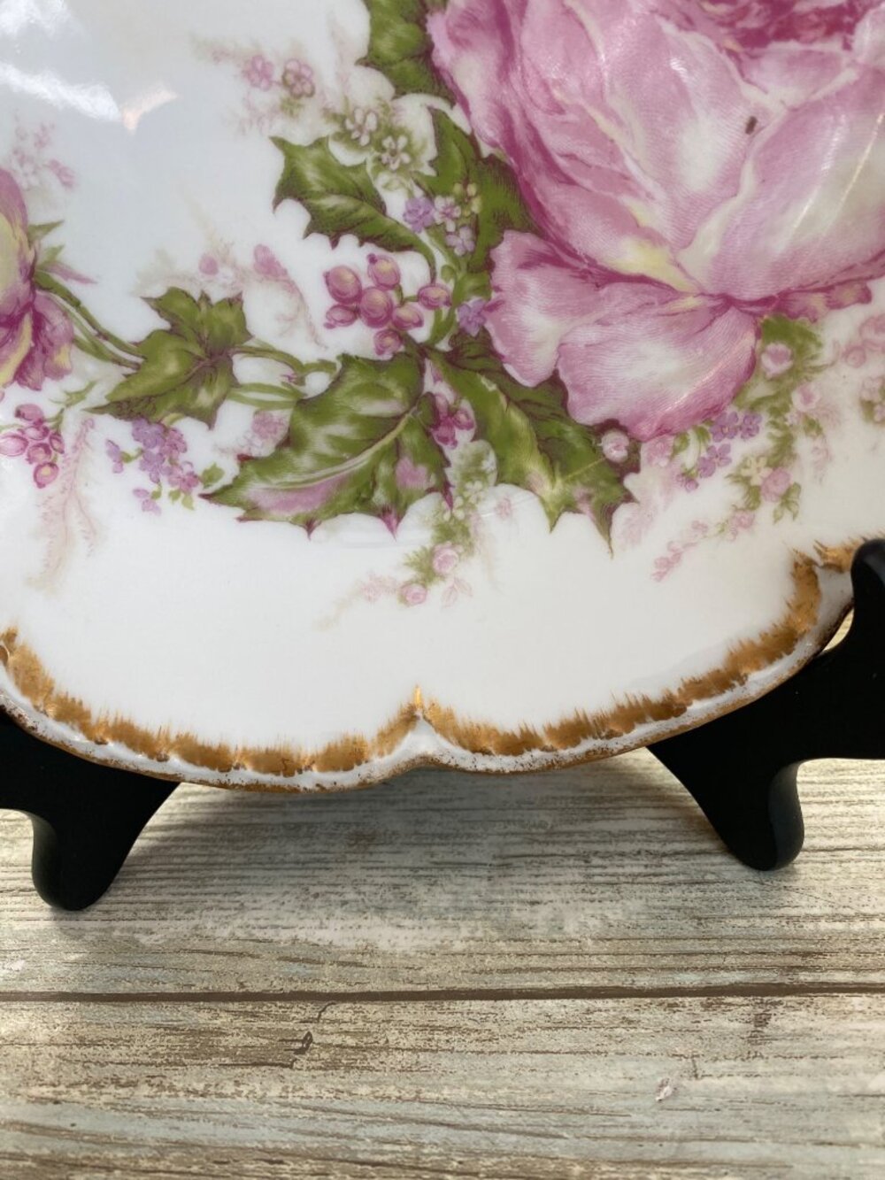 Haviland Limoges H90 Christmas Rose Double Gold 9" Round Serving Bowl Antique - Picture 13 of 13
